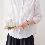 Elegant Sequin Decorated Ramie Shirt - liwisi