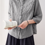Elegant Sequin Decorated Ramie Shirt - liwisi