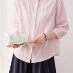 Elegant Sequin Decorated Ramie Shirt - liwisi