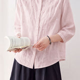 Elegant Sequin Decorated Ramie Shirt - liwisi