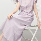 Gentle Linen Eight-Point Culottes Two-Piece Set - liwisi