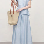 Gentle Linen Eight-Point Culottes Two-Piece Set - liwisi