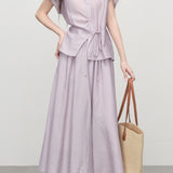 Gentle Linen Eight-Point Culottes Two-Piece Set - liwisi