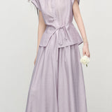 Gentle Linen Eight-Point Culottes Two-Piece Set - liwisi