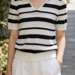 Elegant Polo Striped Knit Top - liwisi