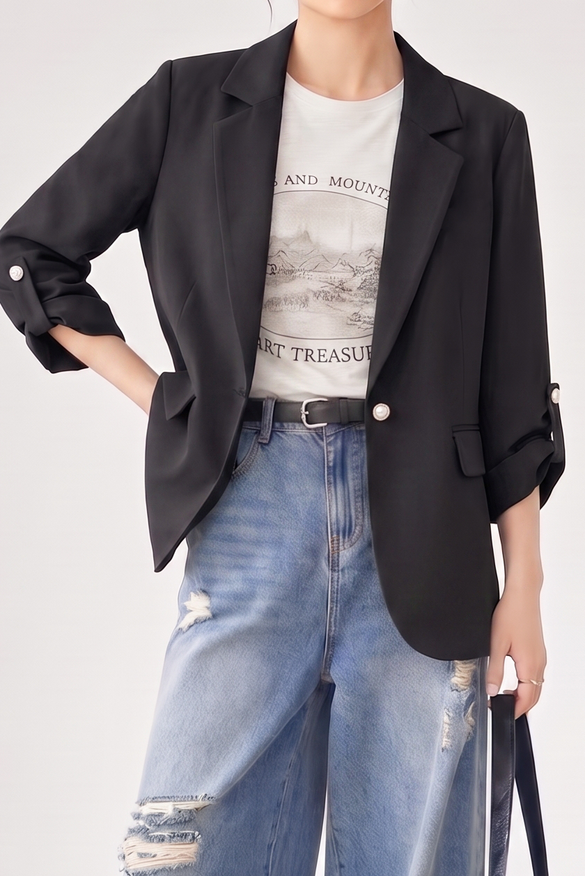 Chic Business Workwear Three Quarter Blazer - liwisi