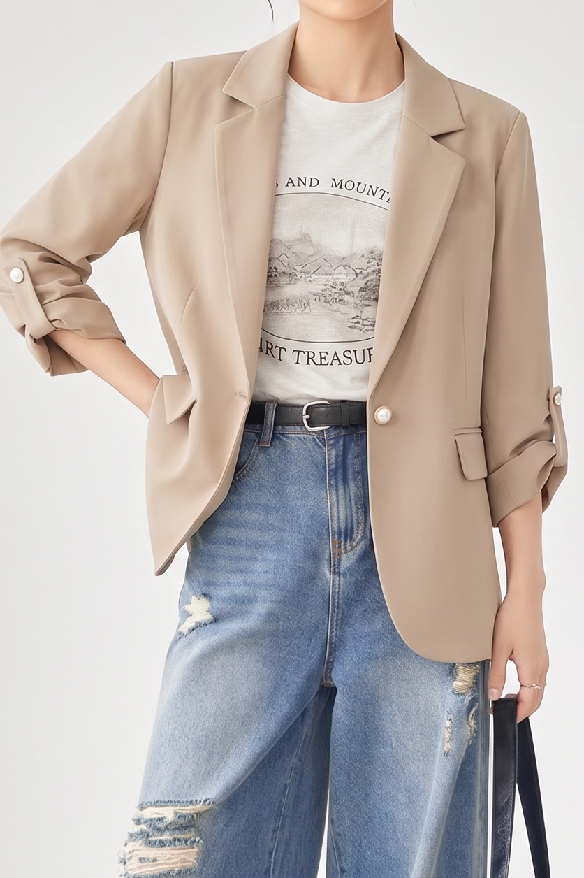 Chic Business Workwear Three Quarter Blazer - liwisi
