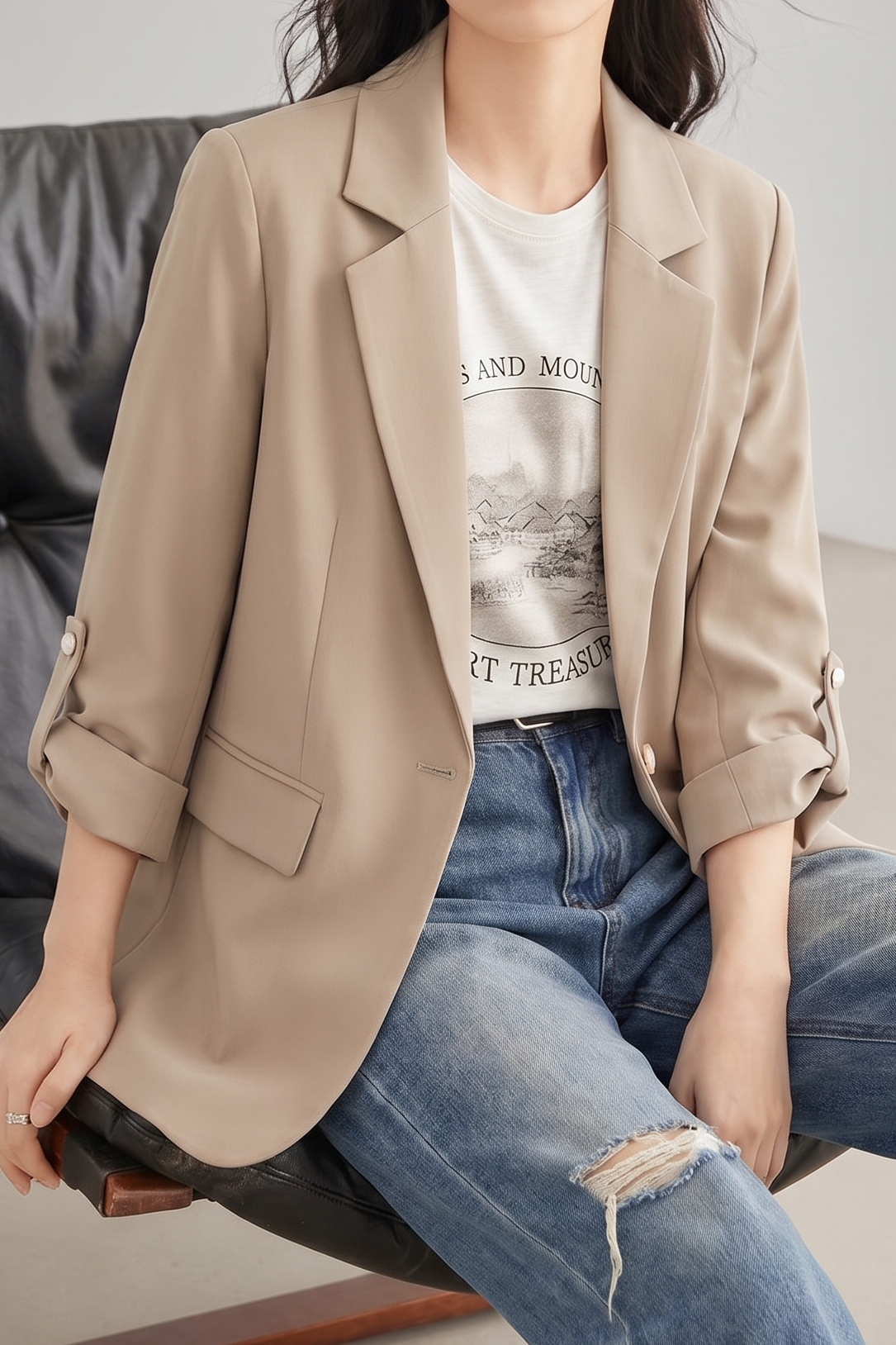 Chic Business Workwear Three Quarter Blazer - liwisi