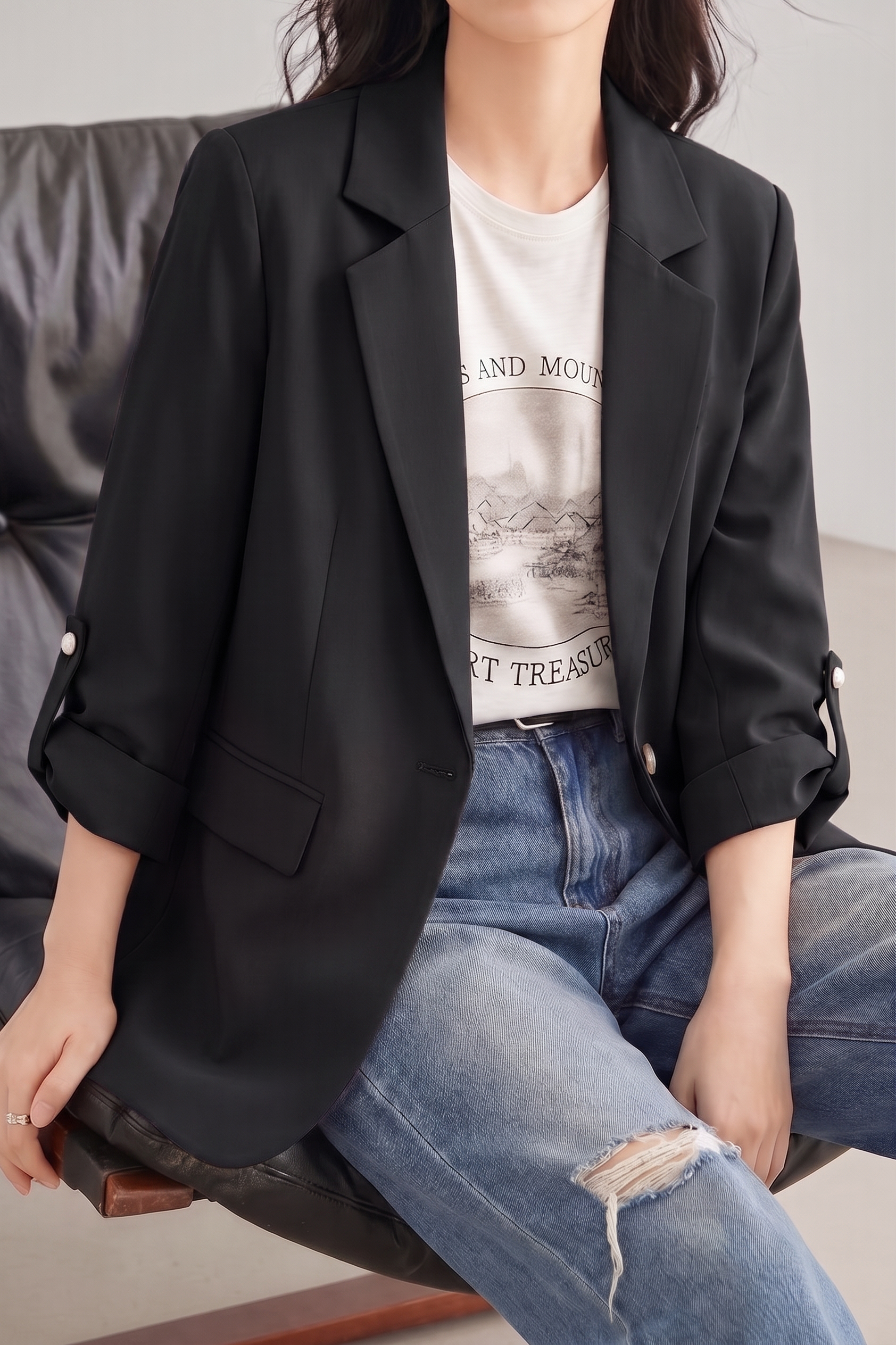 Chic Business Workwear Three Quarter Blazer - liwisi