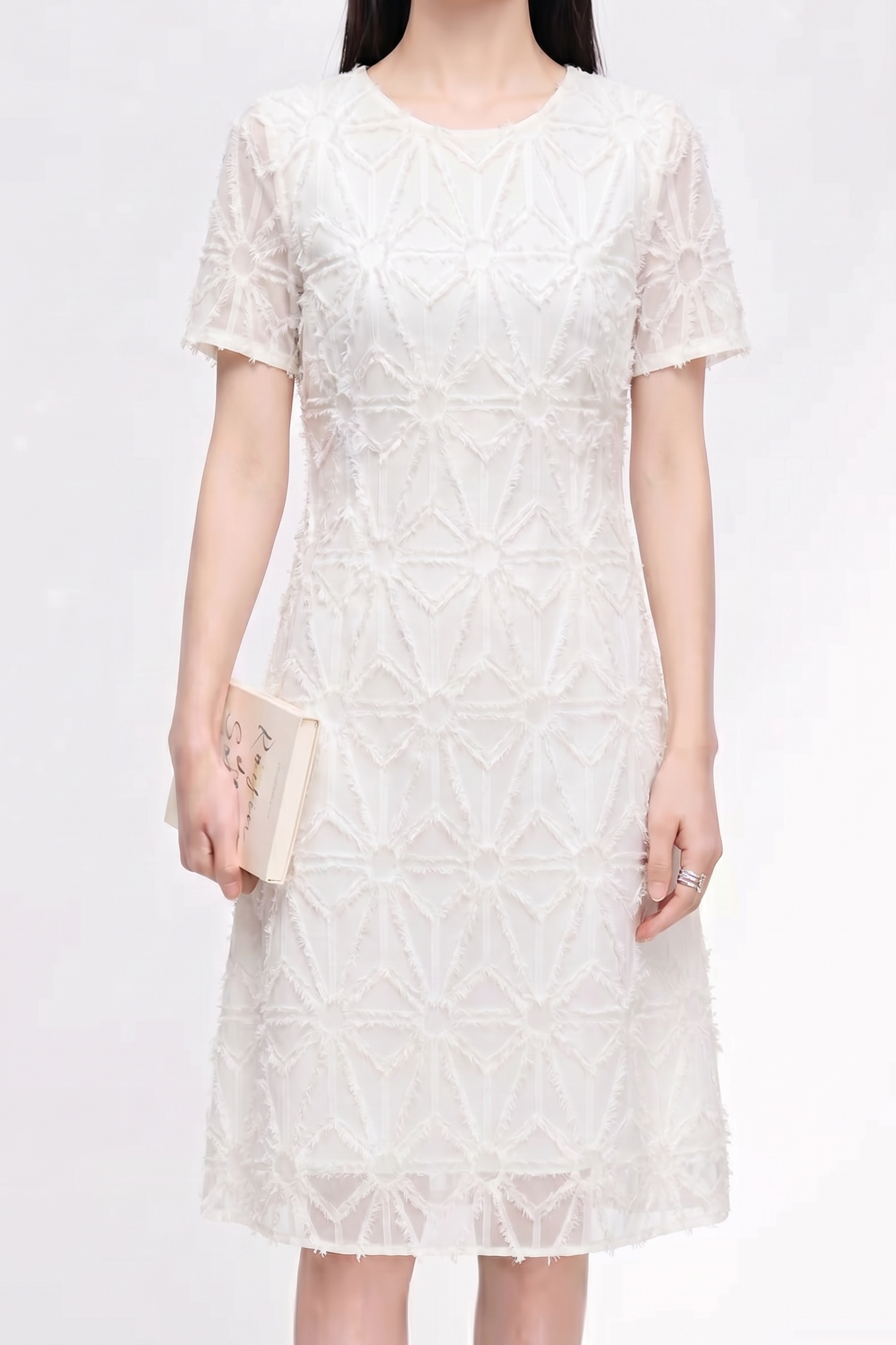 Chic Jacquard Shoulder Detail Dress - liwisi