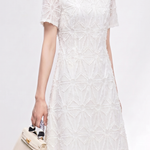 Chic Jacquard Shoulder Detail Dress - liwisi