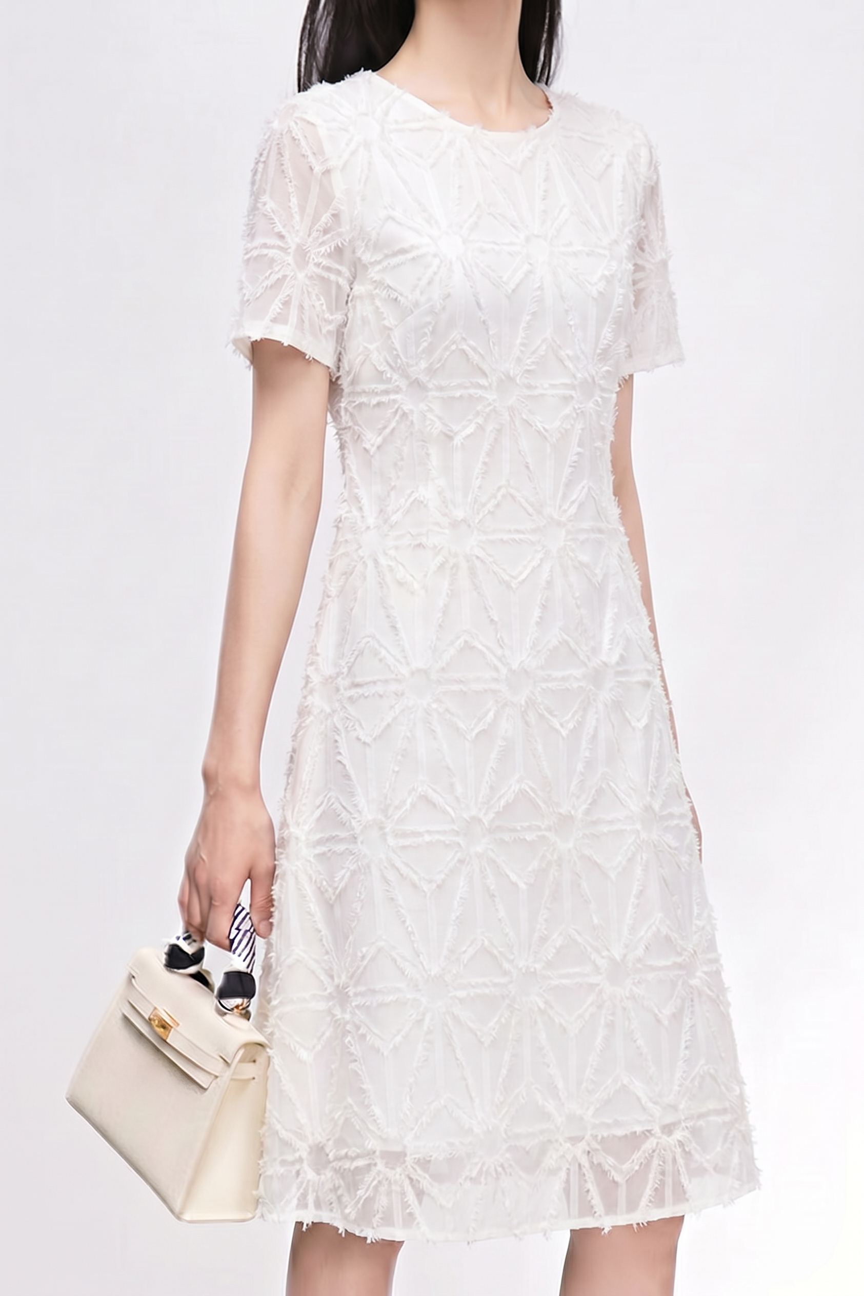 Chic Jacquard Shoulder Detail Dress - liwisi