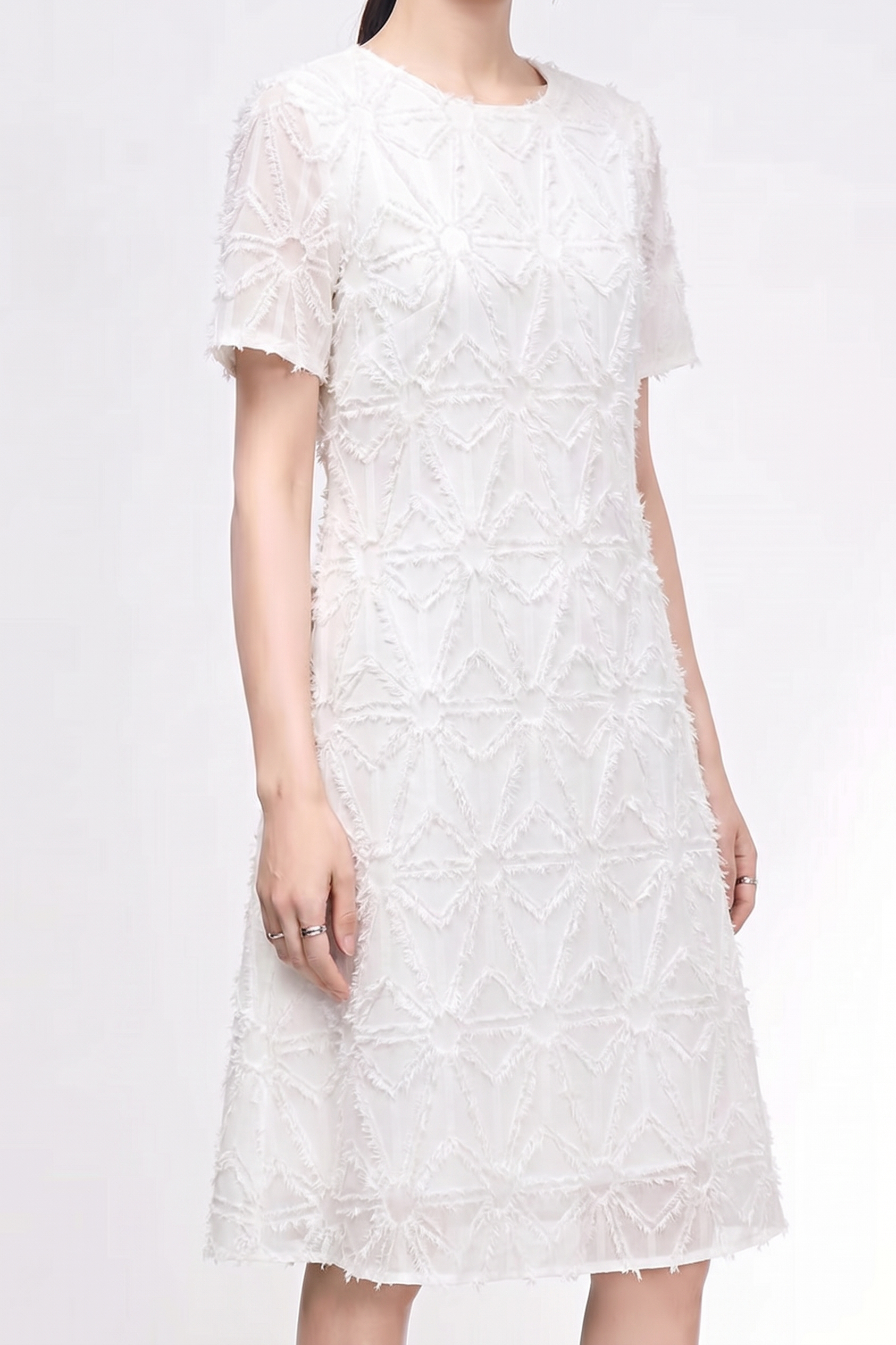 Chic Jacquard Shoulder Detail Dress - liwisi