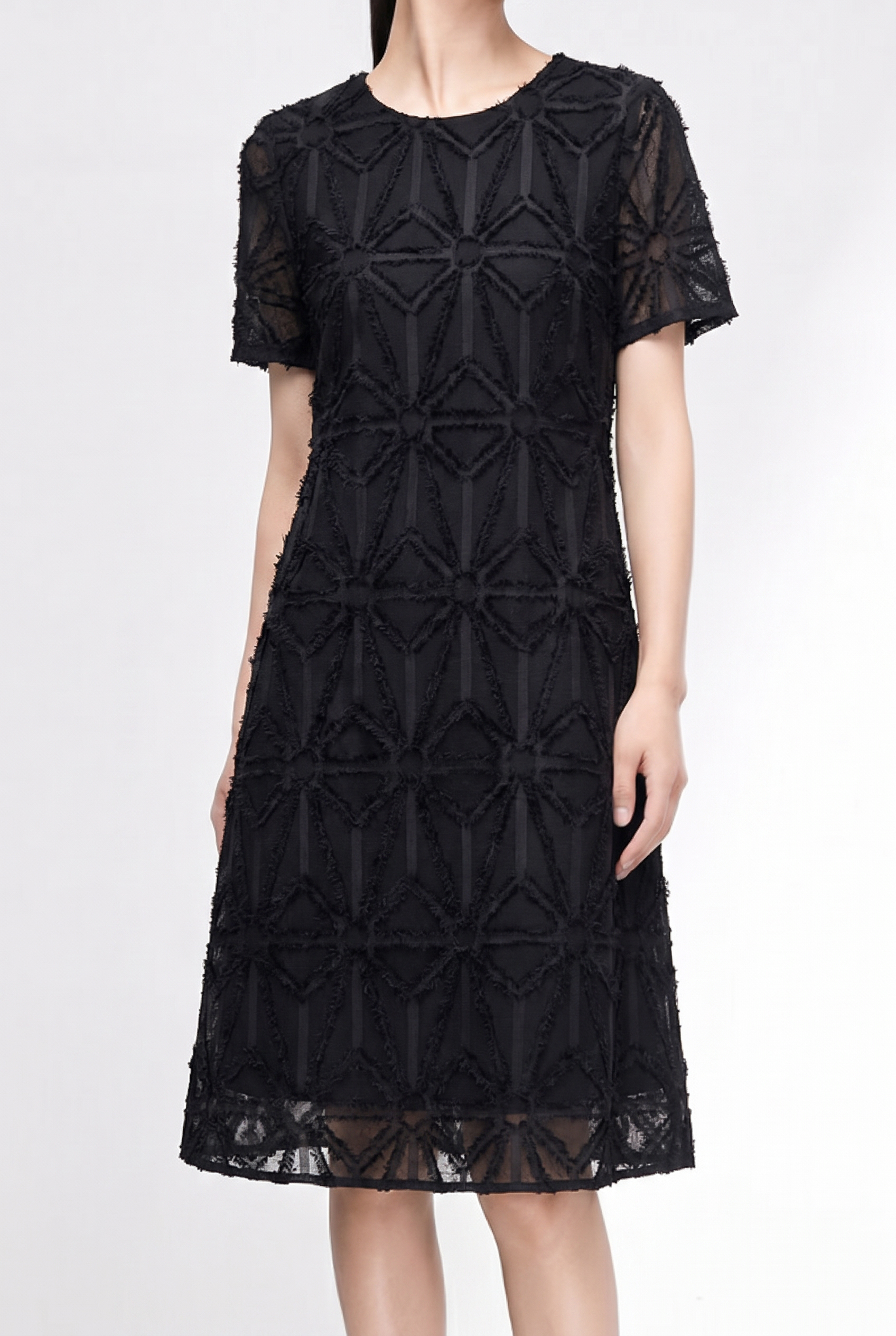 Chic Jacquard Shoulder Detail Dress - liwisi