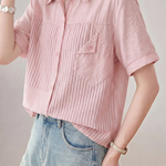Casual Striped Patchwork Shirt - liwisi