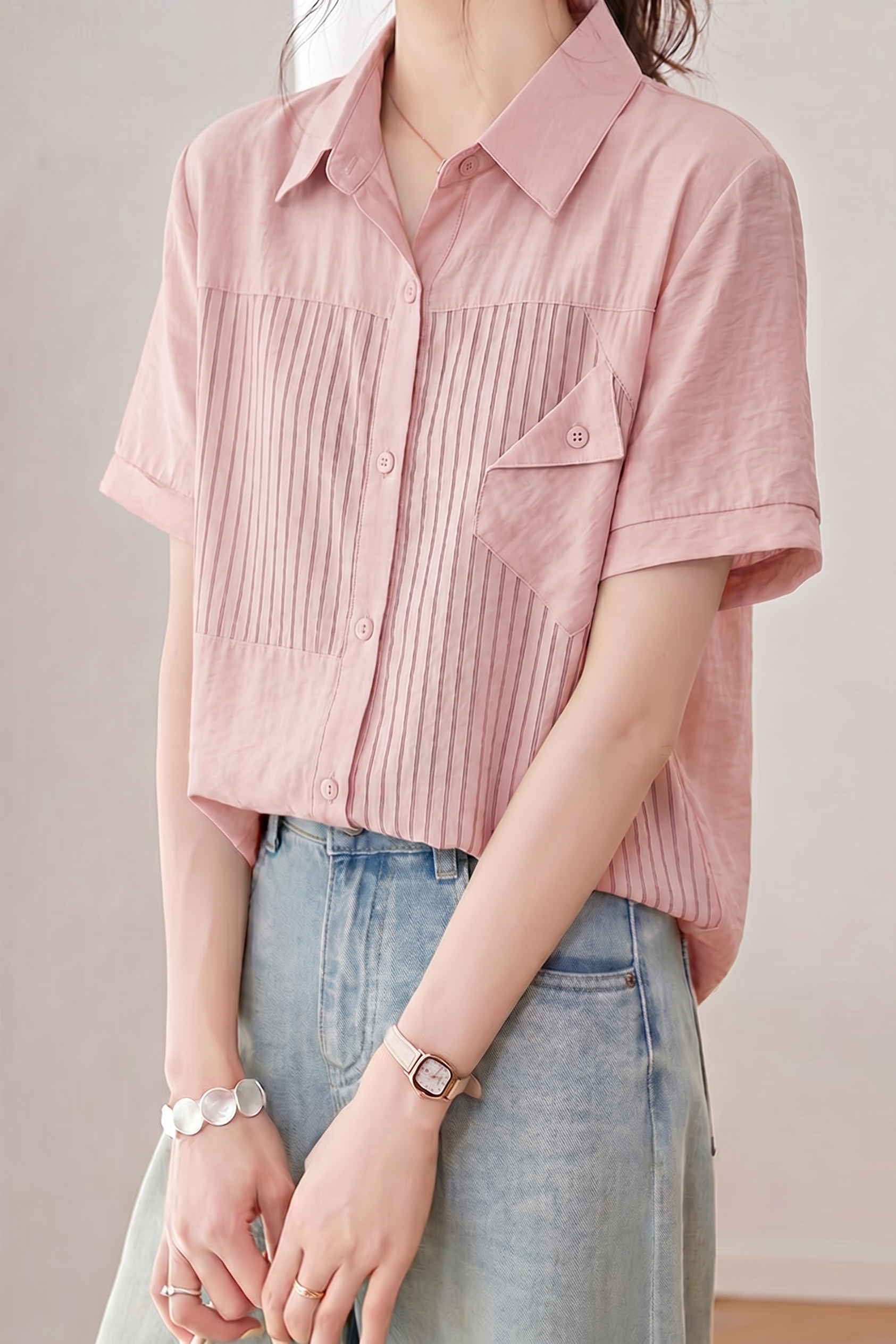 Casual Striped Patchwork Shirt - liwisi