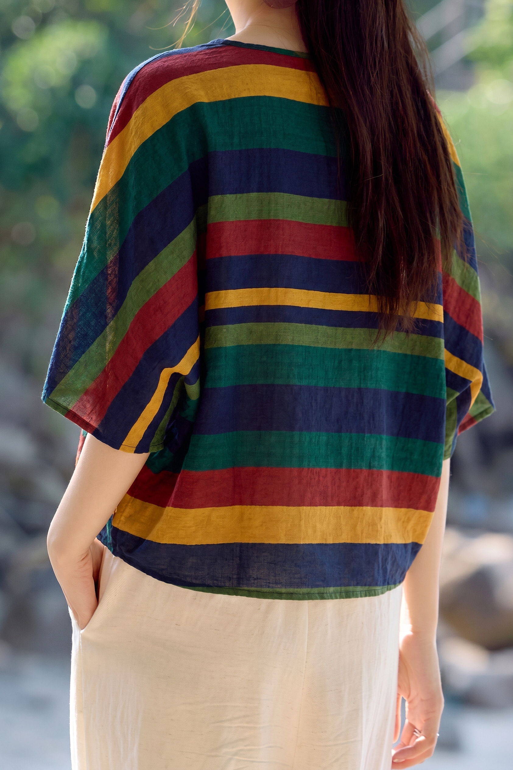 Vintage Batwing Sleeve V Neck Cape Top - liwisi