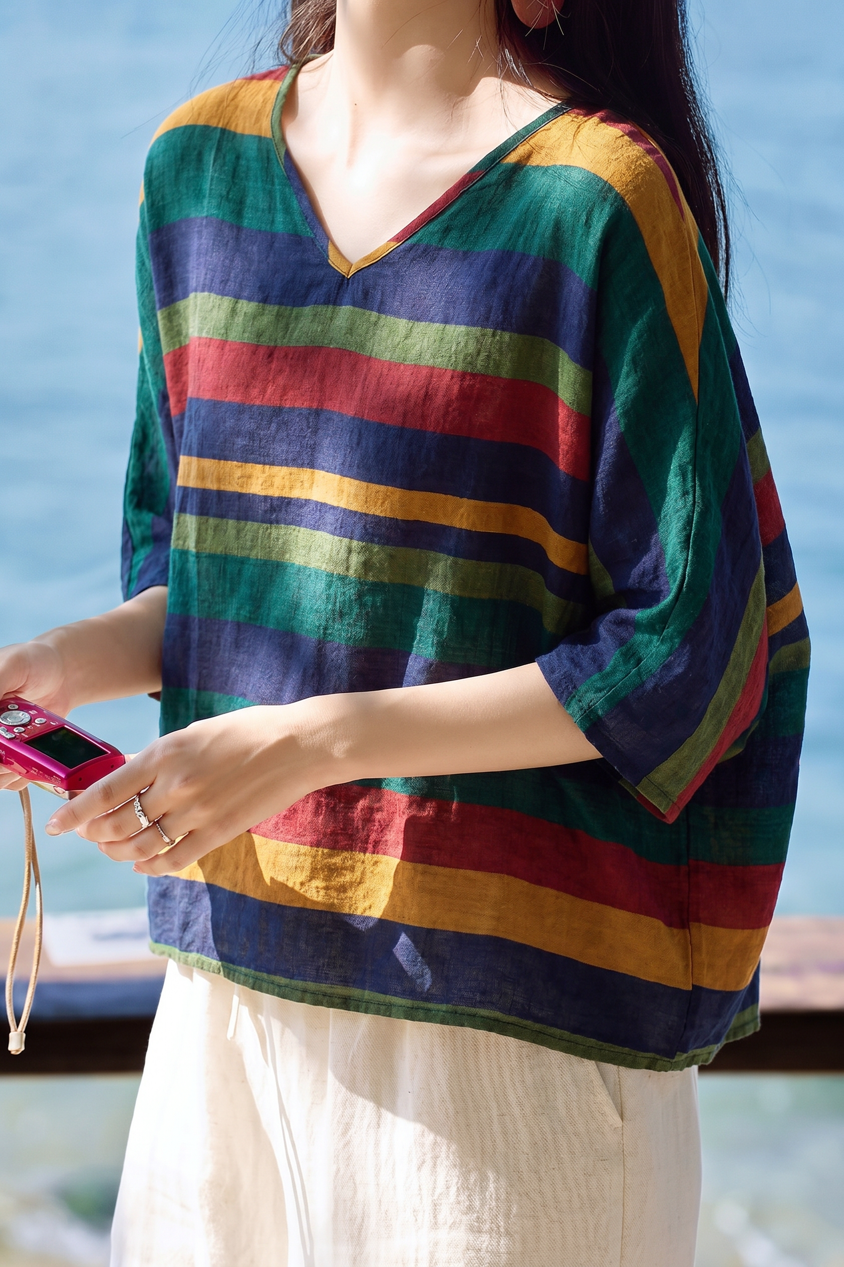 Vintage Batwing Sleeve V Neck Cape Top - liwisi