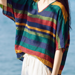 Vintage Batwing Sleeve V Neck Cape Top - liwisi