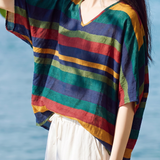 Vintage Batwing Sleeve V Neck Cape Top - liwisi