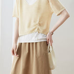 Elegant Fake Two-Piece Layered Knit Sweater - liwisi