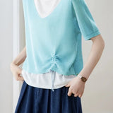 Elegant Fake Two-Piece Layered Knit Sweater - liwisi