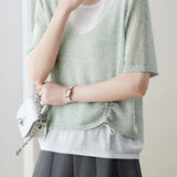 Elegant Fake Two-Piece Layered Knit Sweater - liwisi