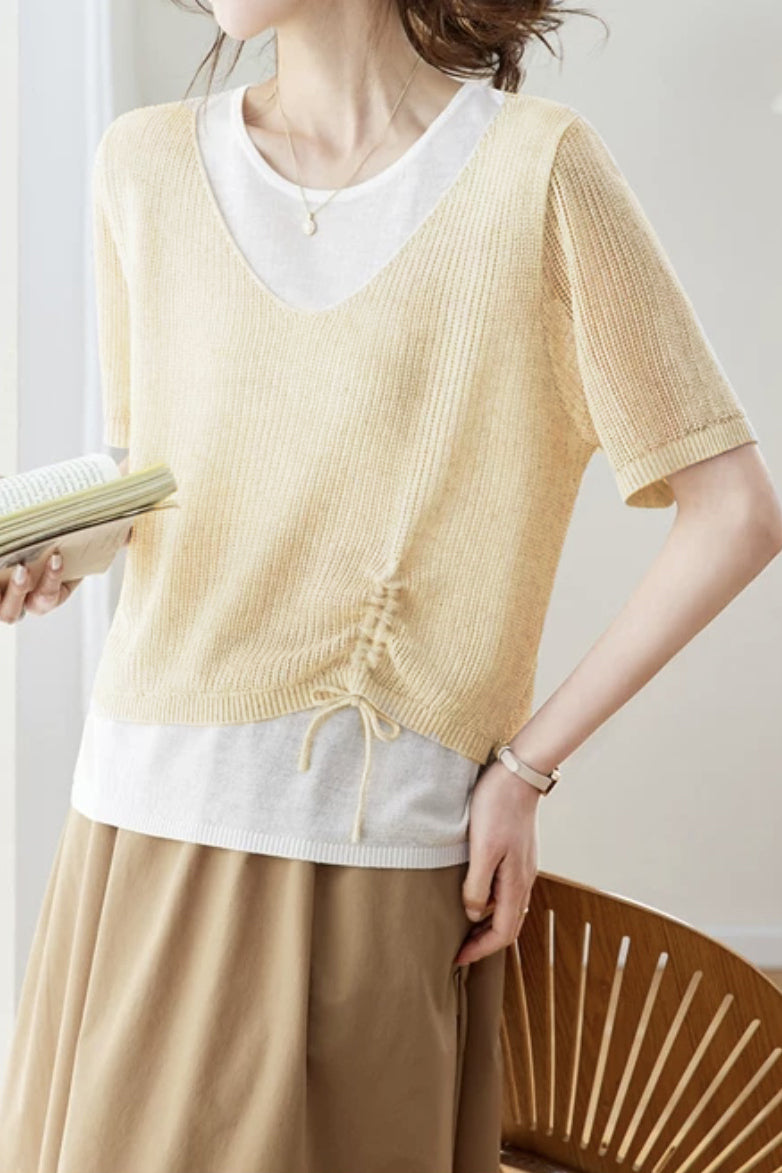 Elegant Fake Two-Piece Layered Knit Sweater - liwisi