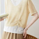 Elegant Fake Two-Piece Layered Knit Sweater - liwisi