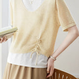 Elegant Fake Two-Piece Layered Knit Sweater - liwisi