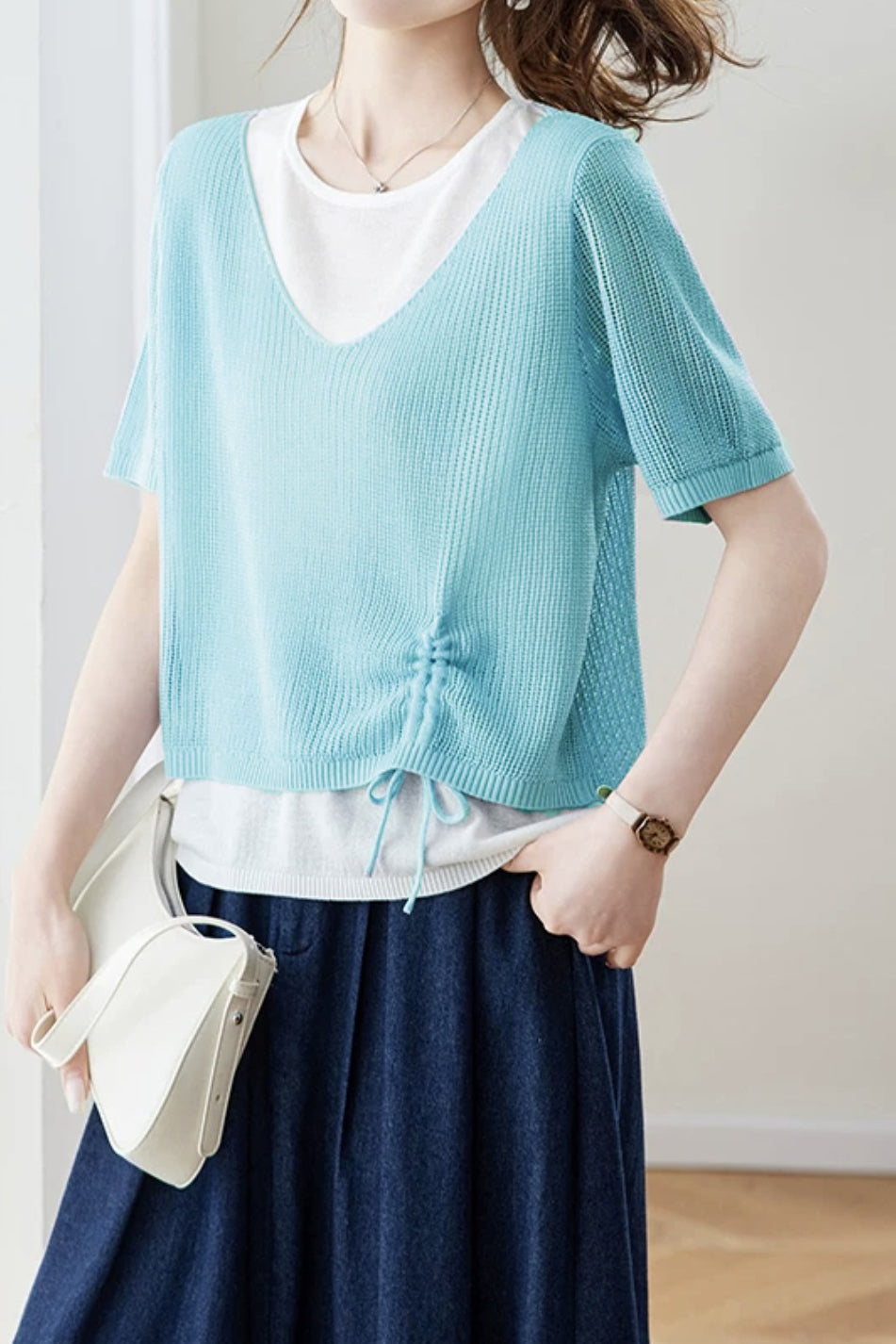 Elegant Fake Two-Piece Layered Knit Sweater - liwisi