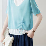 Elegant Fake Two-Piece Layered Knit Sweater - liwisi