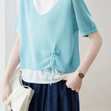 Elegant Fake Two-Piece Layered Knit Sweater - liwisi