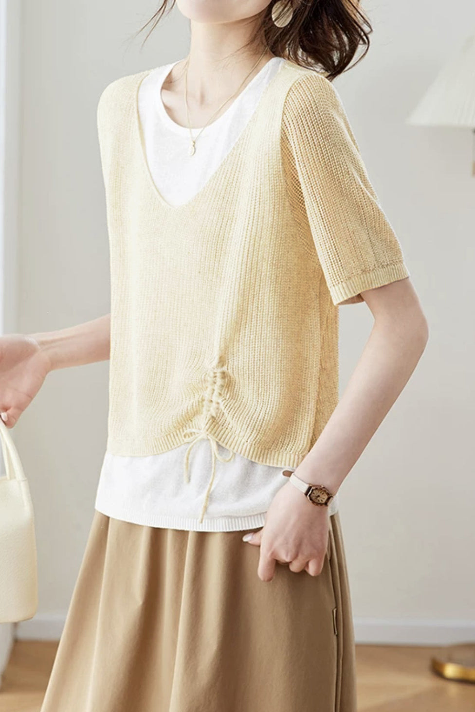 Elegant Fake Two-Piece Layered Knit Sweater - liwisi