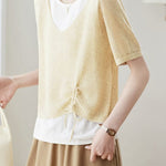 Elegant Fake Two-Piece Layered Knit Sweater - liwisi