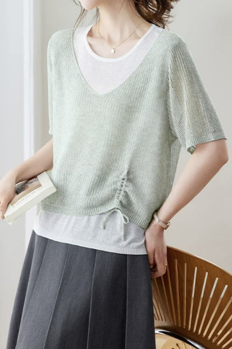 Elegant Fake Two-Piece Layered Knit Sweater - liwisi