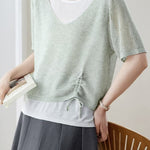Elegant Fake Two-Piece Layered Knit Sweater - liwisi