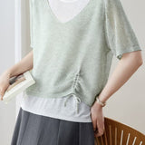 Elegant Fake Two-Piece Layered Knit Sweater - liwisi