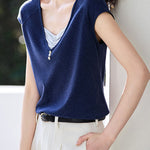 Casual Color Block V-Neck Knit Sweater - liwisi