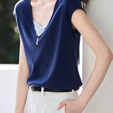 Casual Color Block V-Neck Knit Sweater - liwisi