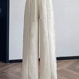 Casual Linen Lace High Waist Wide Leg Pants - liwisi