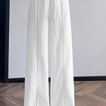 Casual Linen Lace High Waist Wide Leg Pants - liwisi