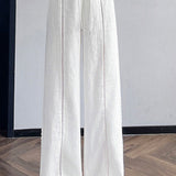 Casual Linen Lace High Waist Wide Leg Pants - liwisi
