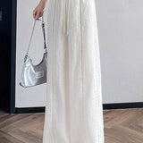 Casual Linen Lace High Waist Wide Leg Pants - liwisi