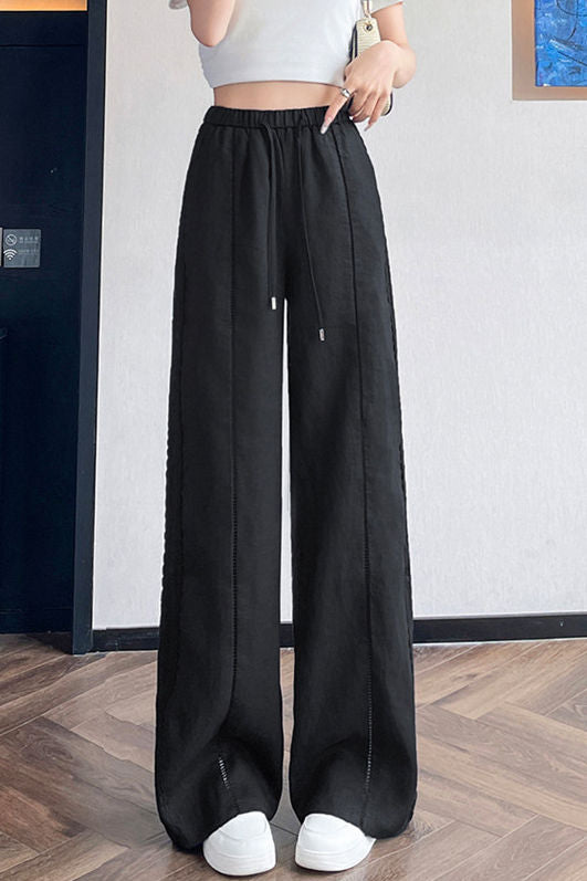 Casual Linen Lace High Waist Wide Leg Pants - liwisi
