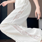Casual Linen Lace High Waist Wide Leg Pants - liwisi