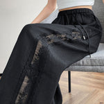 Casual Linen Lace High Waist Wide Leg Pants - liwisi