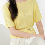 Casual Round Neck Knit Sweater With Belt - liwisi