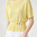 Casual Round Neck Knit Sweater With Belt - liwisi