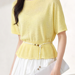 Casual Round Neck Knit Sweater With Belt - liwisi